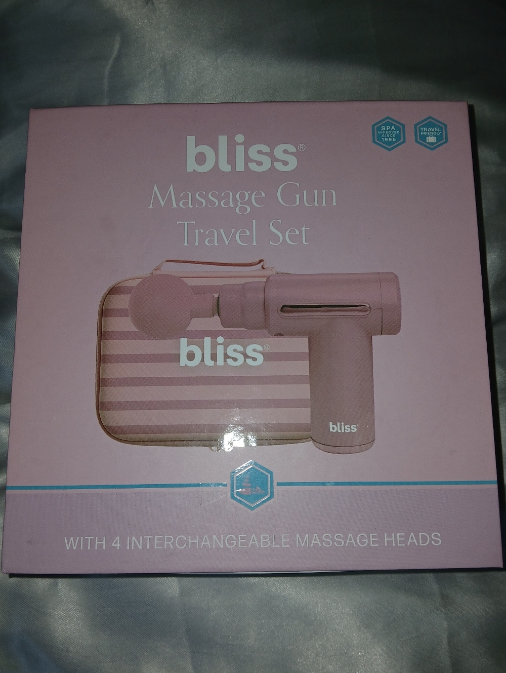Bliss Massage Gun & 4 Heads with Nylon Carrying Case, Pink, USB